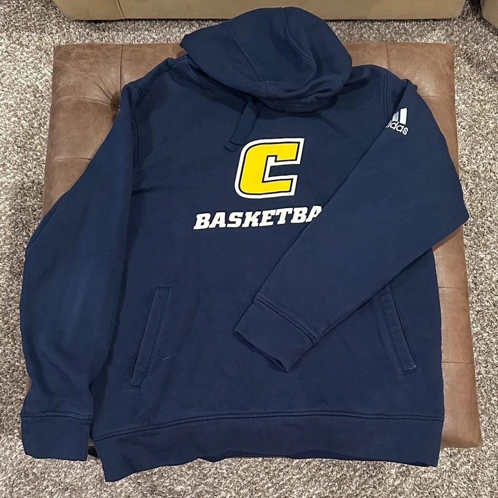 Chattanooga Adidas Navy Blue Basketball Hoodie with Yellow Logo